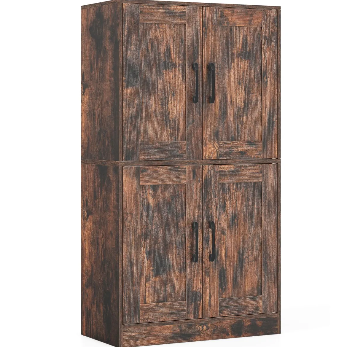 Küchenschrank mit 4 Türen & Verstellbaren Regalen Buffetschrank Vorratsschrank Braun