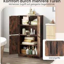 Küchenschrank mit 4 Türen & Verstellbaren Regalen Buffetschrank Vorratsschrank Braun