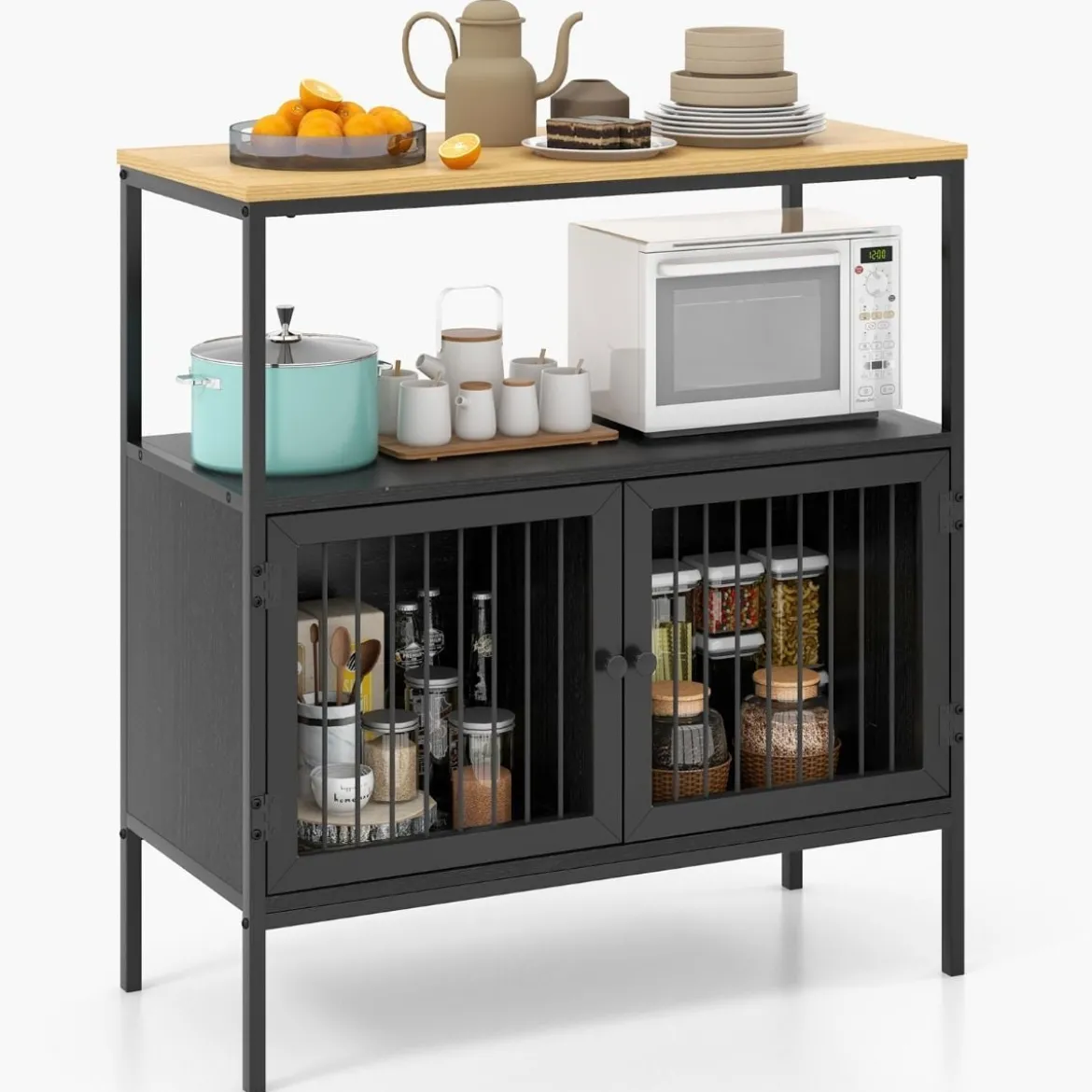 Küchenschrank Moderner Hübsches Küchen-Sideboard 80 x 35 x 90 cm Schwarz