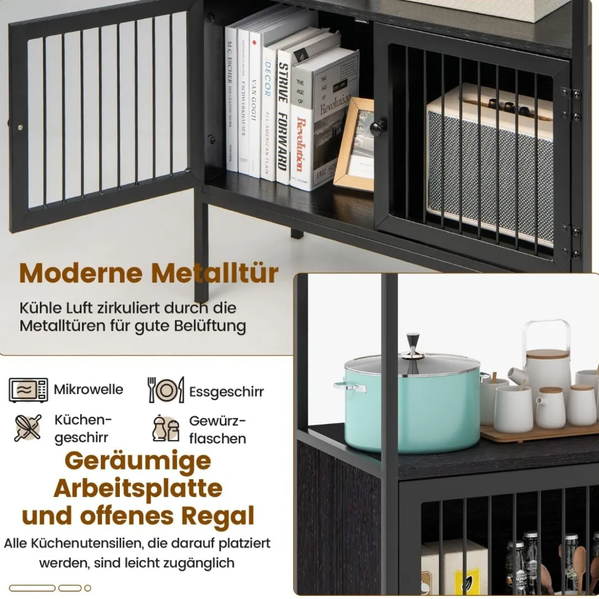 Küchenschrank Moderner Hübsches Küchen-Sideboard 80 x 35 x 90 cm Schwarz