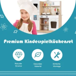 Küchen-Spielset für Kinder Kinderküche aus Holz 81 x 29 x 88,5 cm Weiß + Natur