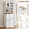 Küchen-Vorratsschrank 170 cm Holzschrank mit Mikrowellenregal 8 Türregale & 5 verstellbare Regale Weiß