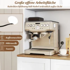 Küchen-Vorratsschrank 170 cm Holzschrank mit Mikrowellenregal 8 Türregale & 5 verstellbare Regale Weiß
