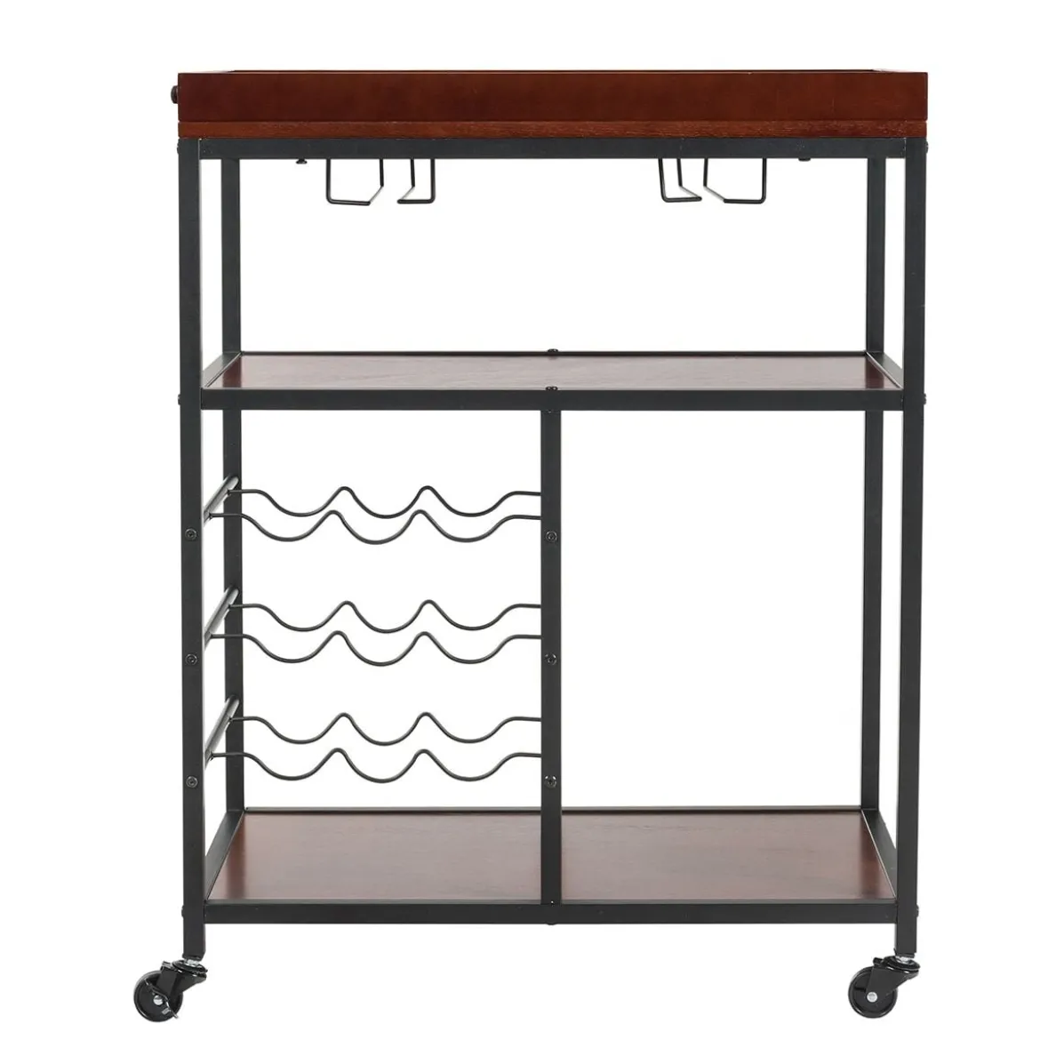Küchenwagen 3 Ablagen Servierwagen Küchenrollwagen mit Universalrädern Holz Braun 71 x 45 x 93 cm
