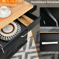 Küchenwagen auf Rollen Bewegliche Kücheninsel 89 x 45 x 96 cm Schwarz
