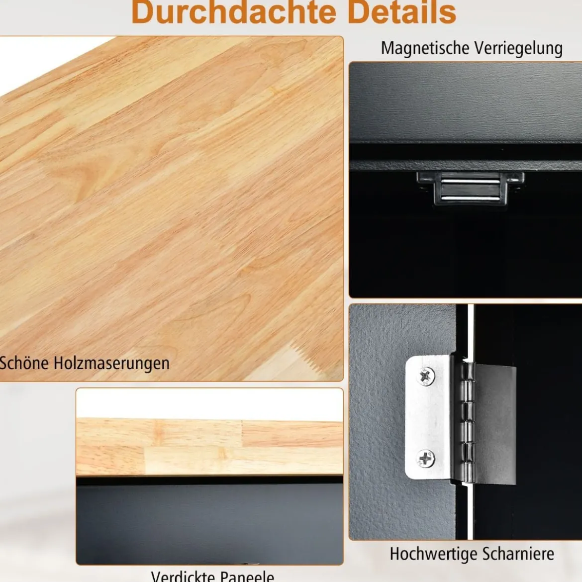 Küchenwagen auf Rollen Bewegliche Kücheninsel 89 x 45 x 96 cm Schwarz