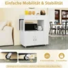 Küchenwagen auf Rollen mit Arbeitsplatte & Schublade & Handtuchhalter & 3 Gewürzregalen Weiß