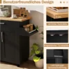 Küchenwagen mit Arbeitsplatte rollbare Kücheninsel mit Schublade & verstellbarem Regal Servierwagen Natur + Schwarz