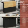 Küchenwagen mit Klapparbeitsplatte & 4 Drehbaren Rollen & Tiefer Schublade Kücheninsel Schwarz