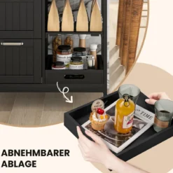Küchenwagen mit Tablett & Regalen & 3 Großen Schubladen Rollbarer Küchenschrank