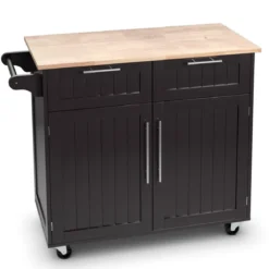 Küchenwagen Rollender Servierwagen mit Schubladen und Schränken 94 x 45,5 x 94,5 cm Kaffee