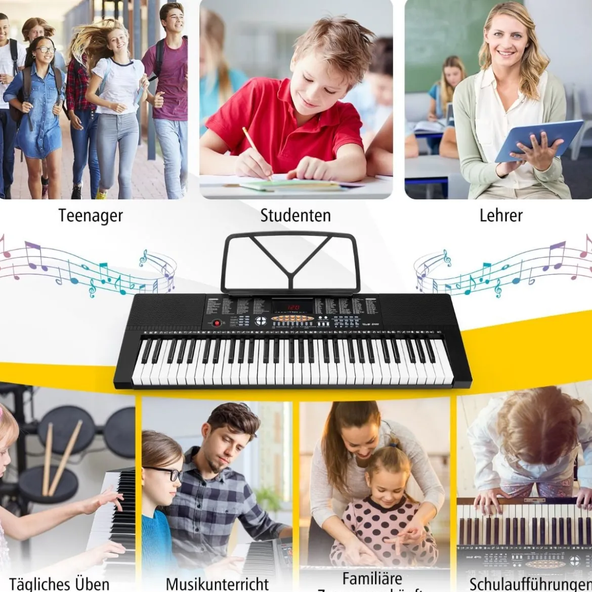 Keyboard Piano für Anfänger mit 61 Tasten Digitalpiano mit 300 Tönen