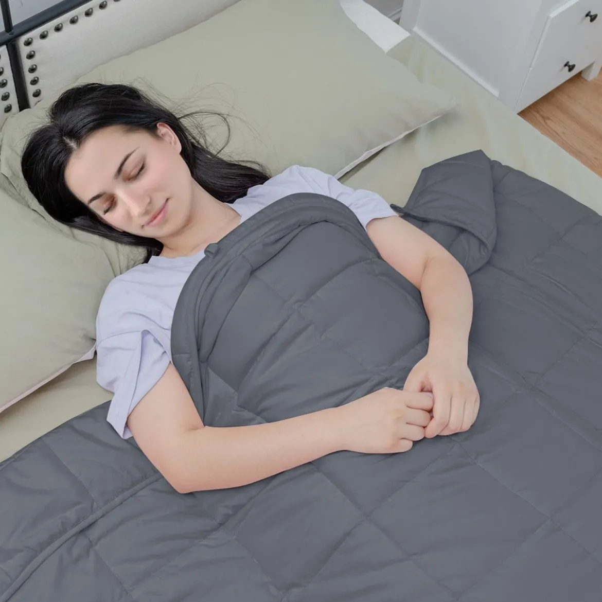 9,1 kg Gewichtete Decke Kuschelige Decke mit Premium-Glasperlen 203 x 152 cm Grau