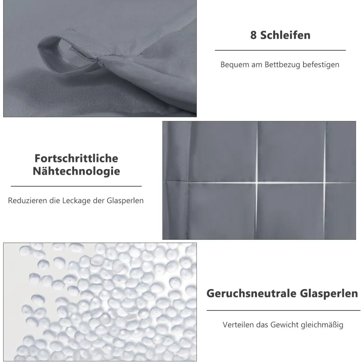 6,82 kg Gewichtsdecke Bequeme Gravity Decke mit Glasperlen 183 x 122 cm Grau