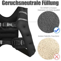 15KG Gewichtsweste Trainingsweste mit Reflexstreifen und verstellbarem Riemen Fitnessweste