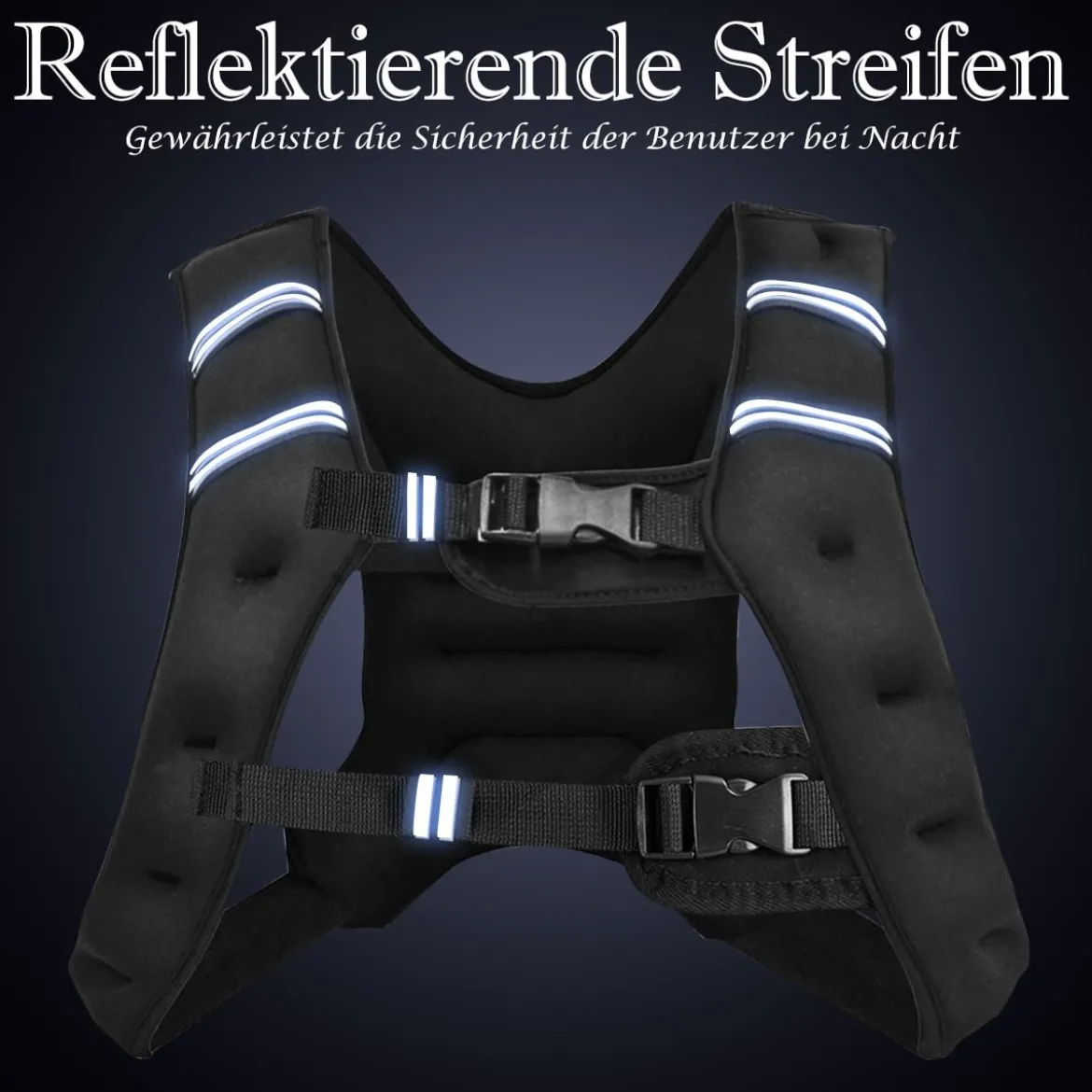 15KG Gewichtsweste Trainingsweste mit Reflexstreifen und verstellbarem Riemen Fitnessweste