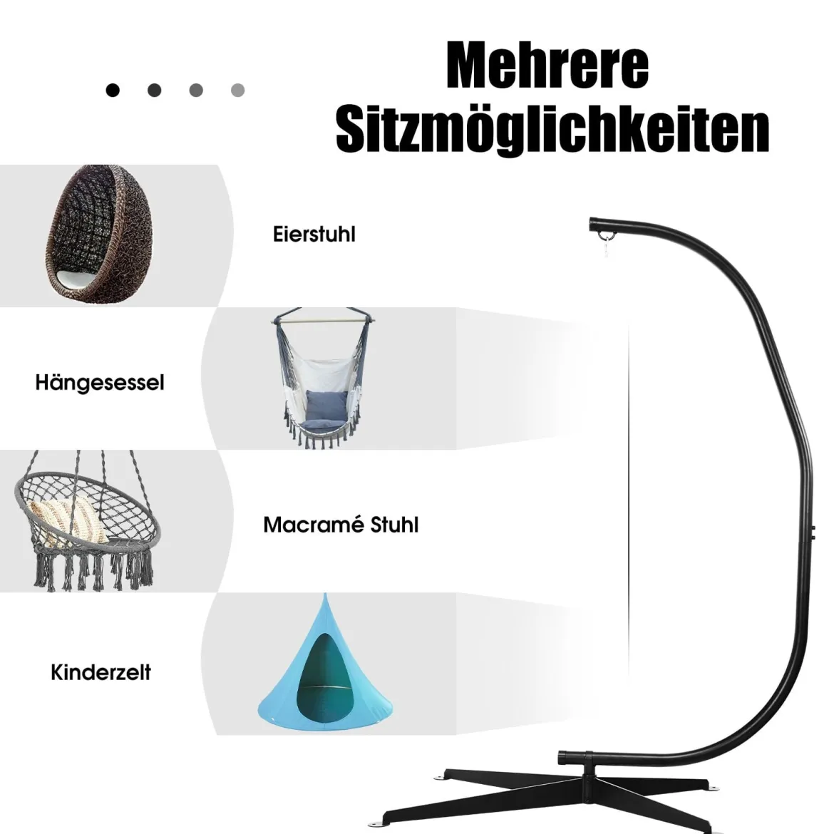 150kg Hängstühl Gestell Rahmen HängesesselgestellXXL 207cm Hängesitz ständer
