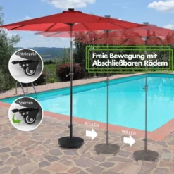 23 kg Sonnenschirmständer mit Rollen Φ52 cm Marktschirmständer Rund Schwarz