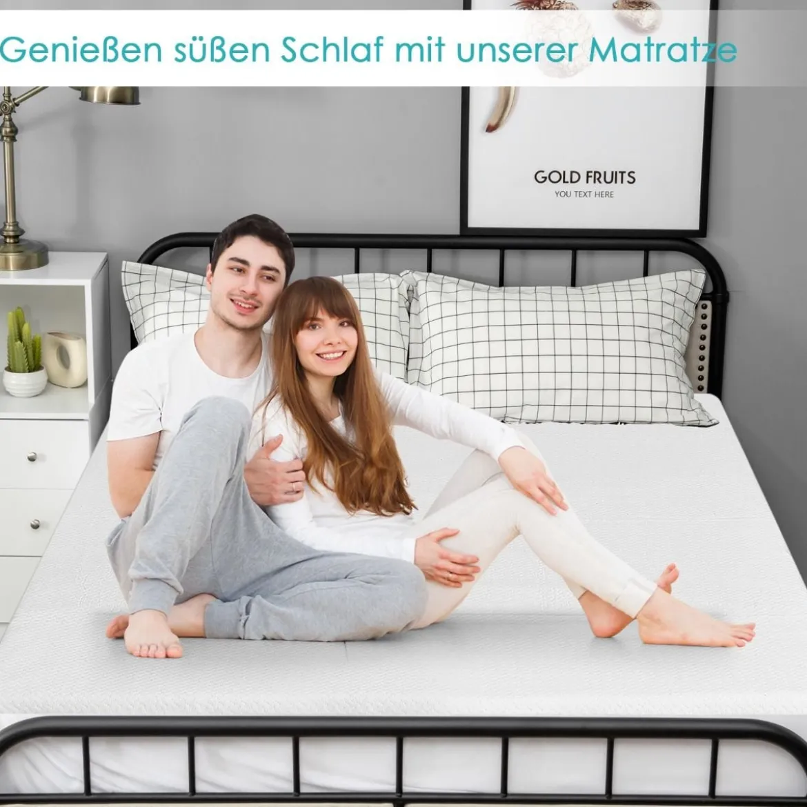Kühlender Gel-Topper Matratzenauflage mit abnehmbarem Bezug 200 x 140 x 5 cm Weiß