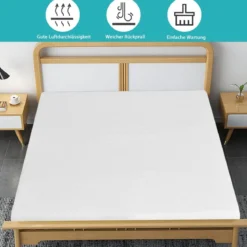 Kühlender Gel-Topper Matratzenauflage mit abnehmbarem Bezug 200 x 140 x 5 cm Weiß