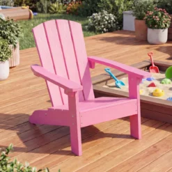 Kinder Adirondack Stuhl aus HIPS Gartenstuhl mit Ergonomischer Rückenlehne Rosa