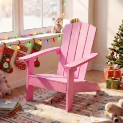Kinder Adirondack Stuhl aus HIPS Gartenstuhl mit Ergonomischer Rückenlehne Rosa