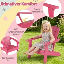 Kinder Adirondack Stuhl aus HIPS Gartenstuhl mit Ergonomischer Rückenlehne Rosa