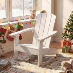 Kinder Adirondack Stuhl aus HIPS Gartenstuhl mit Ergonomischer Rückenlehne Weiß