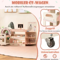 Kinder Arzt Spielset mit Sehtafel & Spielzeug-CT-Gerät Holz Krankenhaus Rollenspiel Kit Rosa