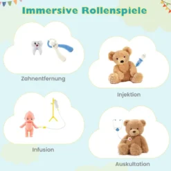 Kinder Arzt Spielset mit 27 Zubehörteilen Medizinisches Zentrum mit EKG Monitor Blau