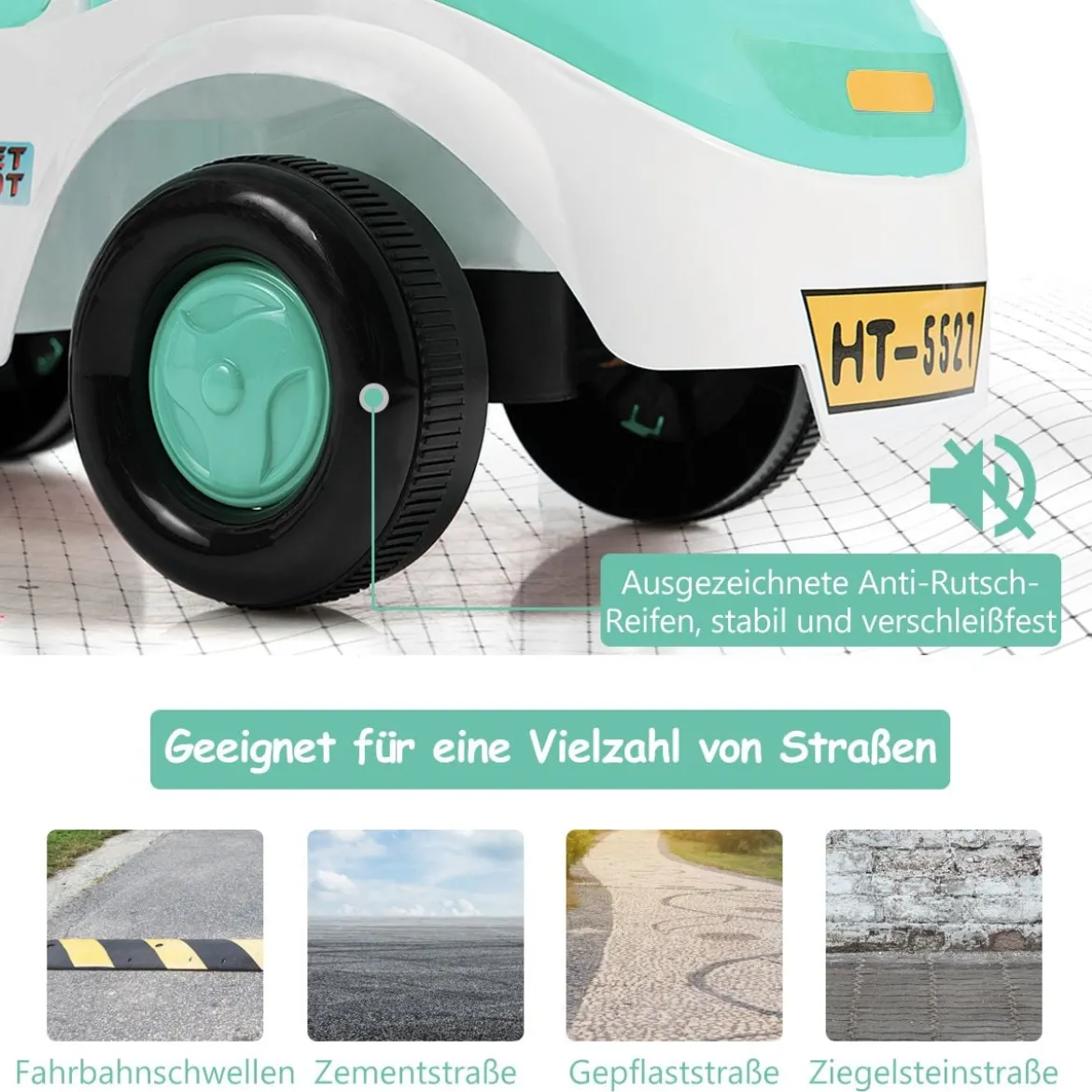 Kinderauto 3 in 1 Spielzeugauto zum Rutschen & Schieben Rutschauto mit Licht Grün