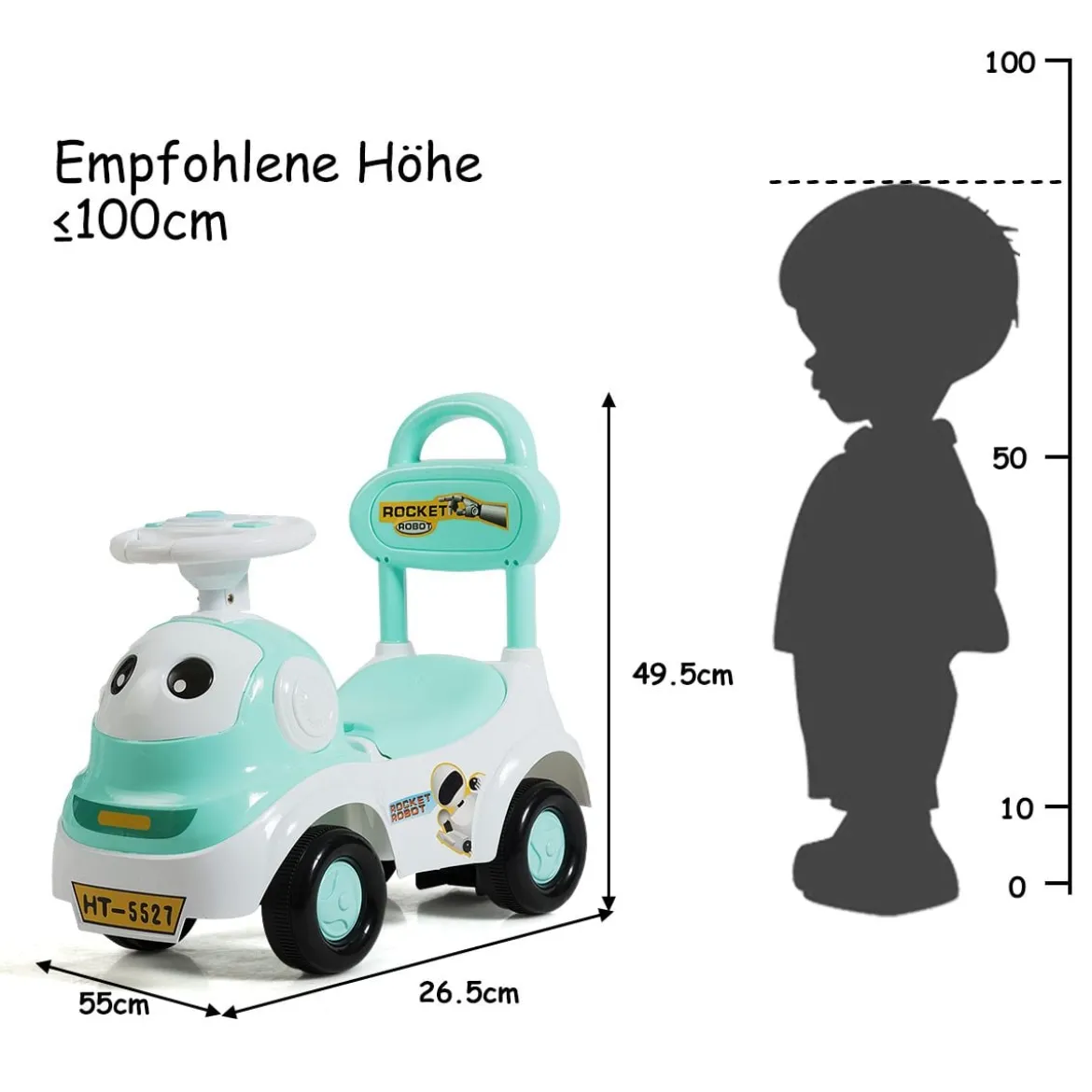 Kinderauto 3 in 1 Spielzeugauto zum Rutschen & Schieben Rutschauto mit Licht Grün