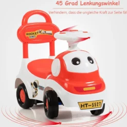Kinderauto 3 in 1 Spielzeugauto zum Rutschen & Schieben Rutschauto mit Licht Orange