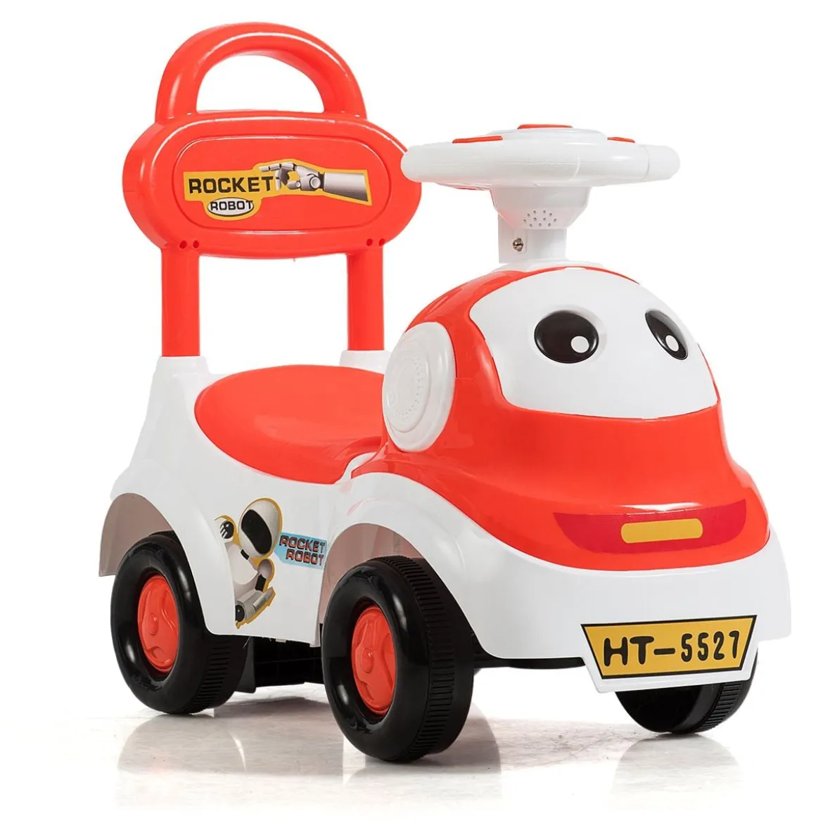 Kinderauto 3 in 1 Spielzeugauto zum Rutschen & Schieben Rutschauto mit Licht Orange