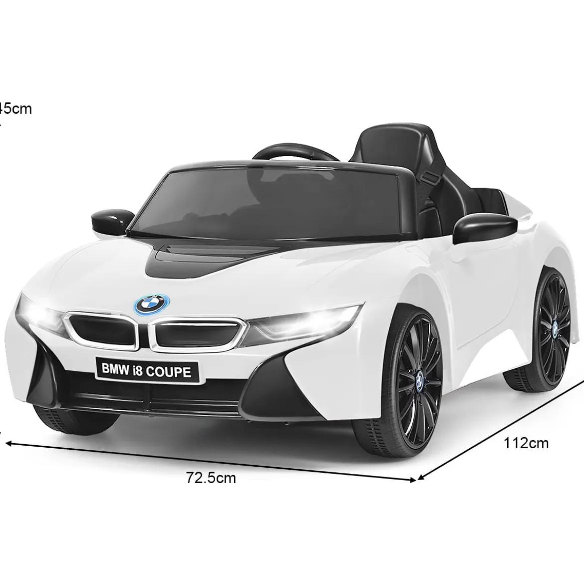 Kinderauto 12 V Batteriebetriebenes Elektroauto mit 2,4 G-Fernbedienung Weiß