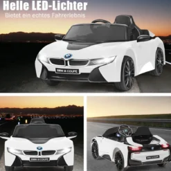 Kinderauto 12 V Batteriebetriebenes Elektroauto mit 2,4 G-Fernbedienung Weiß