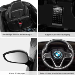 Kinderauto 12 V Batteriebetriebenes Elektroauto mit 2,4 G-Fernbedienung Schwarz