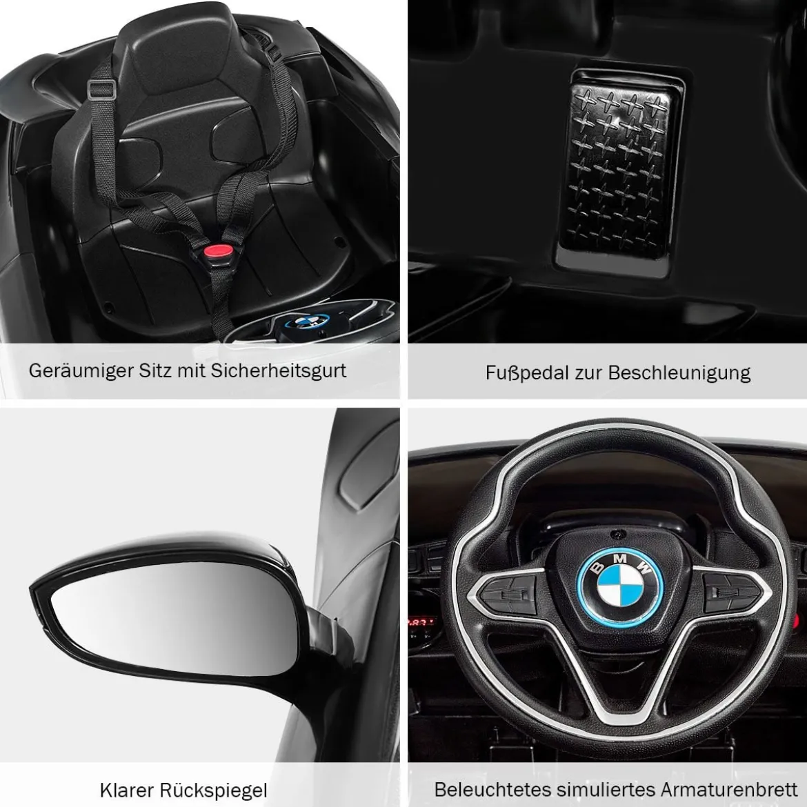 Kinderauto 12 V Batteriebetriebenes Elektroauto mit 2,4 G-Fernbedienung Schwarz
