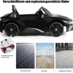 Kinderauto 12 V Batteriebetriebenes Elektroauto mit 2,4 G-Fernbedienung Schwarz