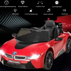 Kinderauto 12 V Batteriebetriebenes Elektroauto mit 2,4 G-Fernbedienung Rot
