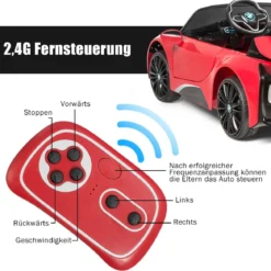 Kinderauto 12 V Batteriebetriebenes Elektroauto mit 2,4 G-Fernbedienung Rot
