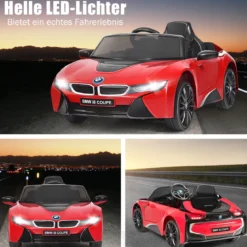 Kinderauto 12 V Batteriebetriebenes Elektroauto mit 2,4 G-Fernbedienung Rot