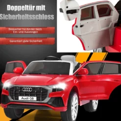 Kinderauto 12 V 3 Gang Elektroauto mit 2,4G-Fernbedienung mit Hupe LED Rot