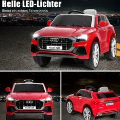Kinderauto 12 V 3 Gang Elektroauto mit 2,4G-Fernbedienung mit Hupe LED Rot
