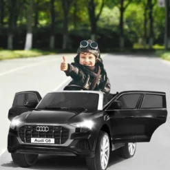 Kinderauto 12 V 3 Gang Elektroauto mit 2,4G-Fernbedienung mit Hupe LED Schwarz
