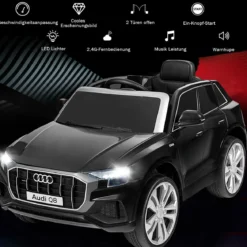 Kinderauto 12 V 3 Gang Elektroauto mit 2,4G-Fernbedienung mit Hupe LED Schwarz