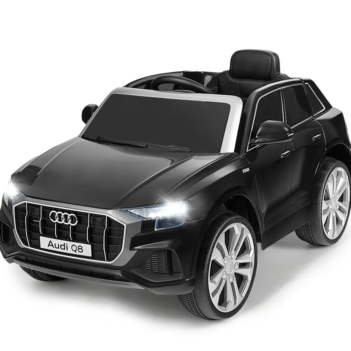 Kinderauto 12 V 3 Gang Elektroauto mit 2,4G-Fernbedienung mit Hupe LED Schwarz