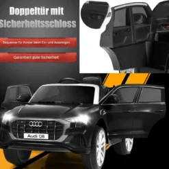 Kinderauto 12 V 3 Gang Elektroauto mit 2,4G-Fernbedienung mit Hupe LED Schwarz
