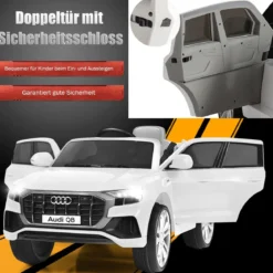 Kinderauto 12 V 3 Gang Elektroauto mit 2,4G-Fernbedienung mit Hupe LED Weiß