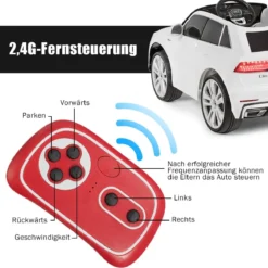 Kinderauto 12 V 3 Gang Elektroauto mit 2,4G-Fernbedienung mit Hupe LED Weiß